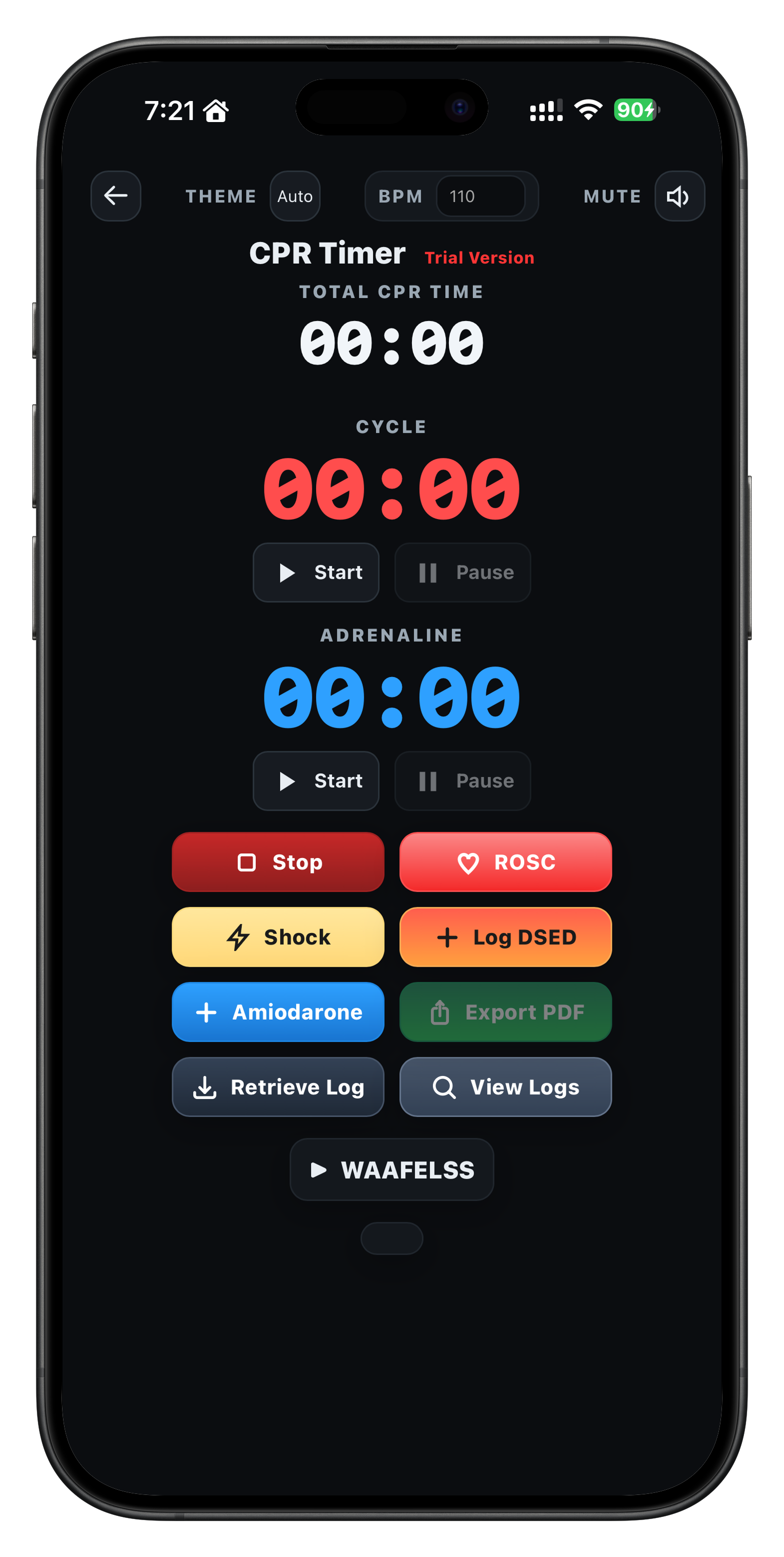 CPR screen in the iOS app
