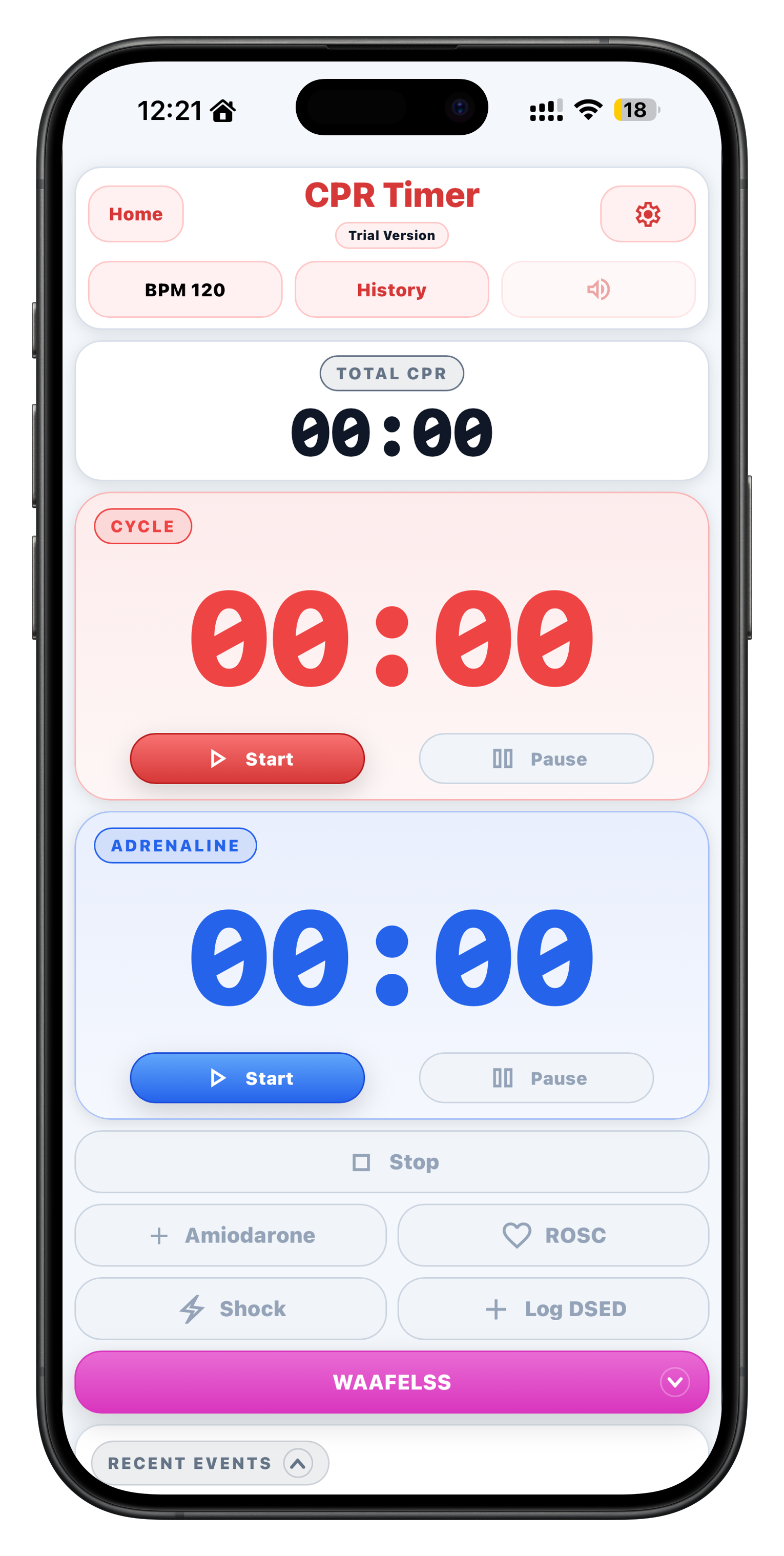 CPR home screen in the iOS app