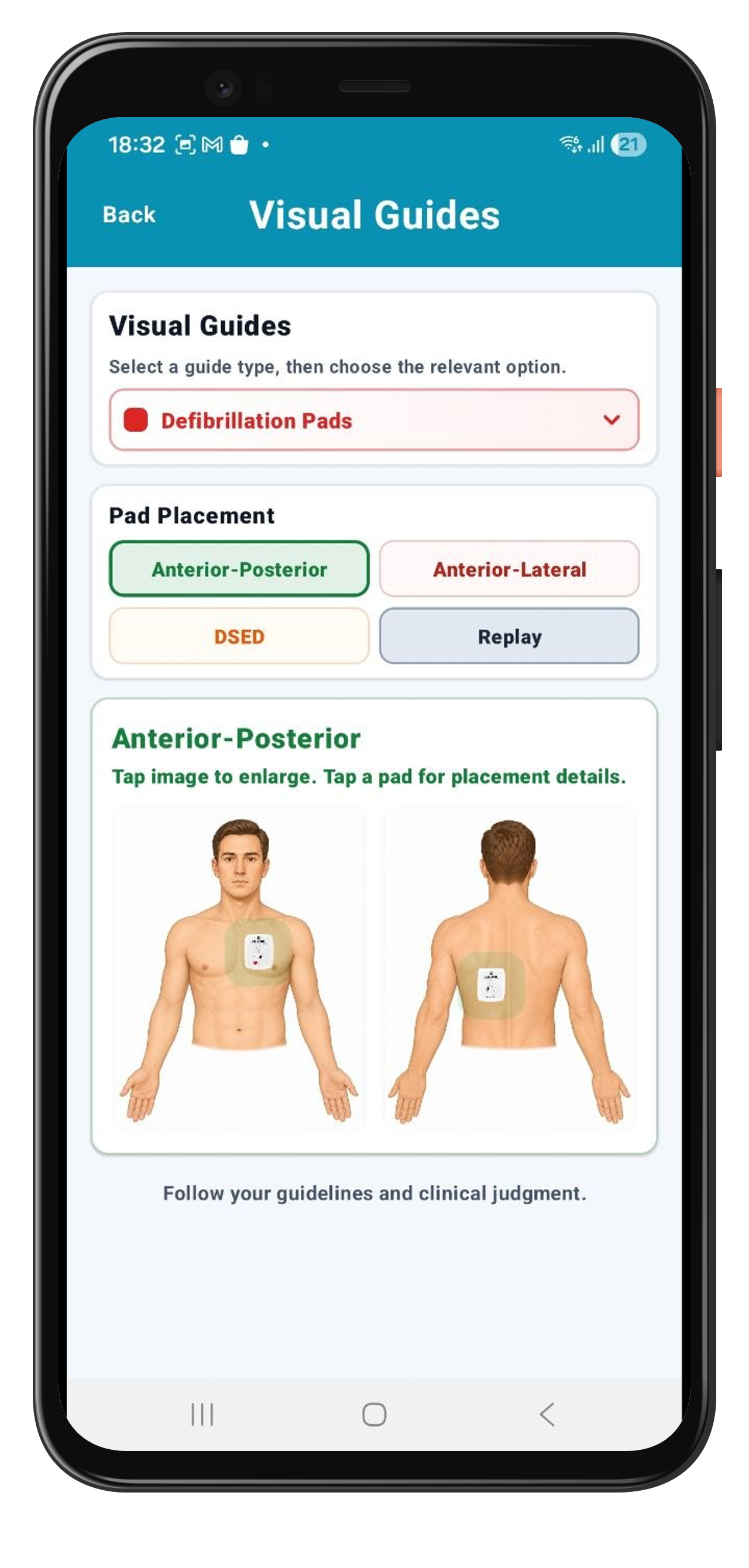 Visual Guides screen in the Android app