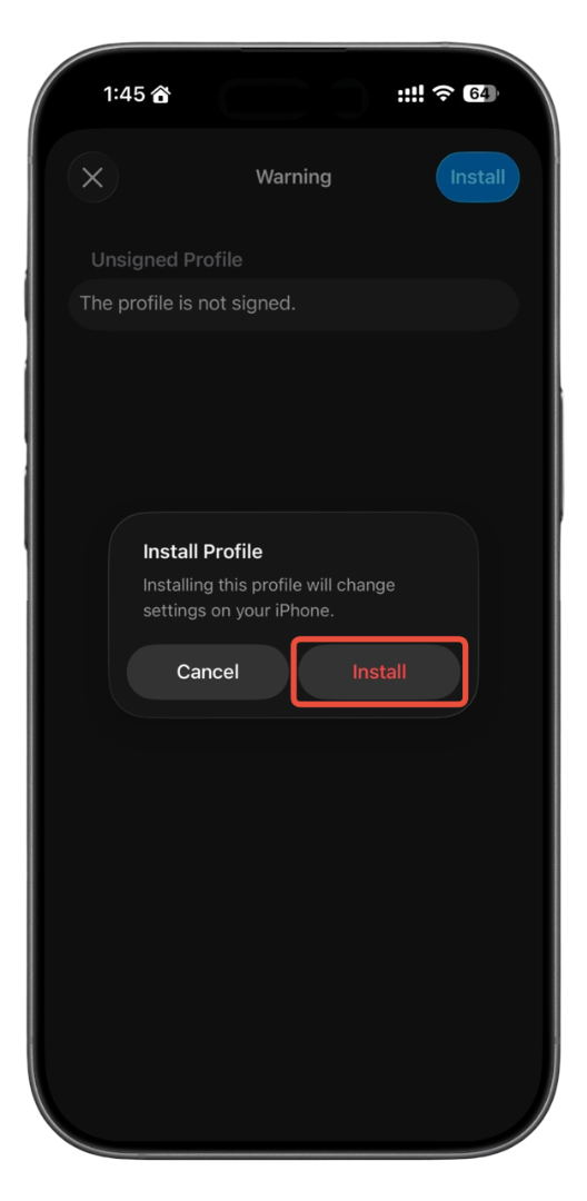 Install confirmation