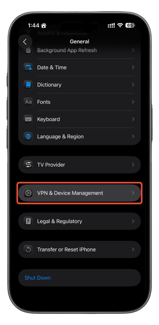 VPN & Device Management